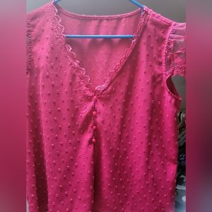 Red lacy pullover